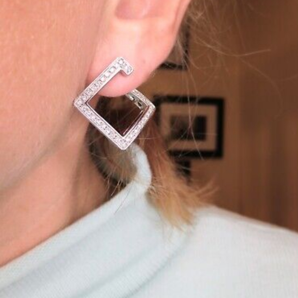 Vince Camuto 3 Dimensional Cubic Zirconia Silver Earrings 42$